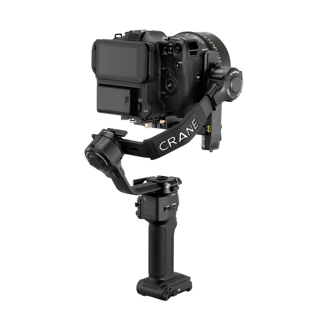 Japanese ZHIYUN CRANE 4 COMBO Camera Gimbal with Sling 10W Fill Powerful Touch Black [Official Warranty] Grip, Built-in Light, 3-Axis Motor, Display,