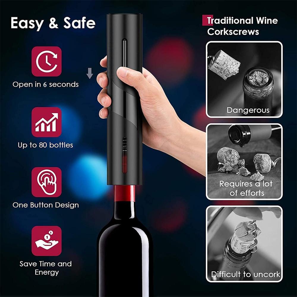 USB Rechargeable Red Wine Corkscrew Kitchen Accessories Automatic Wine Opener Foil Cutter Portable Electric Wine Bottle Opener