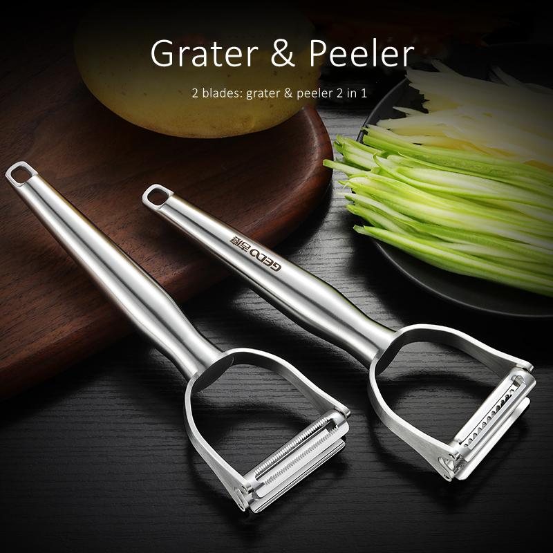 LFGB Certification Ultra Sharp 420 Stainless Steel Blade Peeler and Grater 2 In 1 Kitchen Tool Grater for Vegetable and Fruit 4