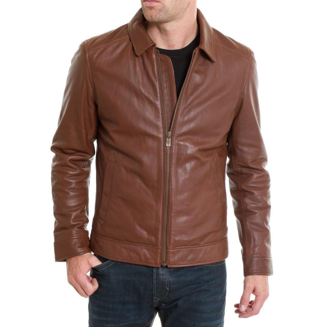 

SkinOutfit Men s Genuine Lambskin Brown Leather Jacket Stylish Motorcycle Bomber Biker Outerwear MJ 211 XL коричневий