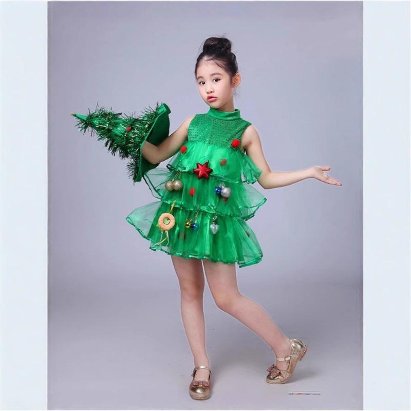 Children's Christmas Tree Show Costumes Girls' Christmas Costumes Children's Christmas New Year's Day Show Costumes
