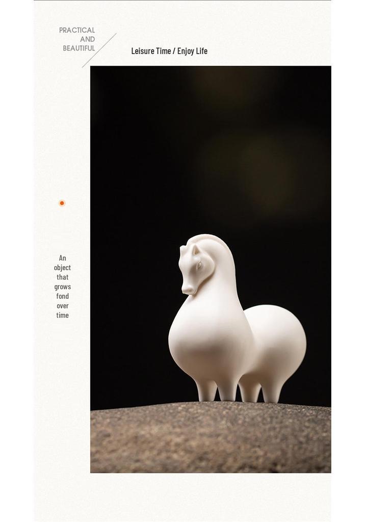 Little Tang Horse Ceramic Tea Pet Ornament - Zodiac Personality Tea Set Accessory for Decoration