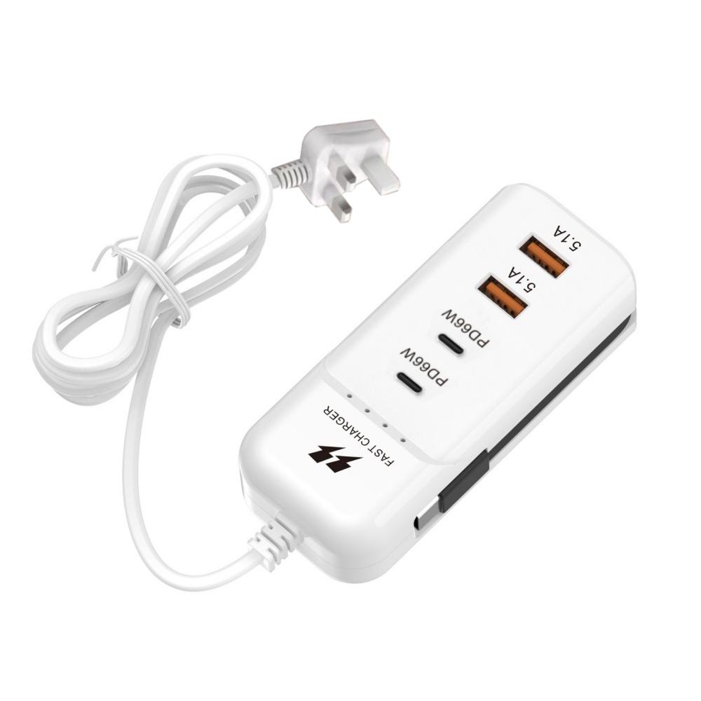4 Ports USB Charger Socket 66W Muti Ports Fast Charging Phone Charger Power Strip For Xiaomi Samsung EU/US/UK Plug Wall Charger