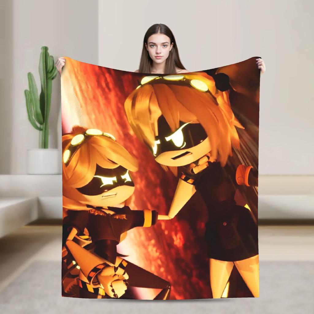 Murder Drones Knitted Blankets Funny Retro Fuzzy Throw Blanket Home Couch Personalised Ultra-Soft Warm Bedsprea