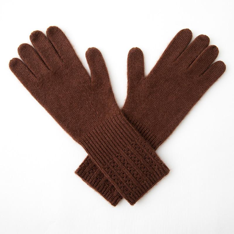 Soft and Glutinous Cashmere New Autumn and Winter Women's Warm Gloves Long and Sweet Style Solid Color Jacquard Knitted Gloves