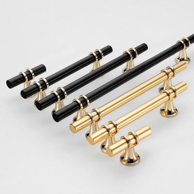 Manijas de Puerta de Aleación de Zinc Negra Dorada Modernas Manijas para Armarios de Cocina Pomos Sólidos para Cajones Manija de Mueble de Moda Herrajes Muebles