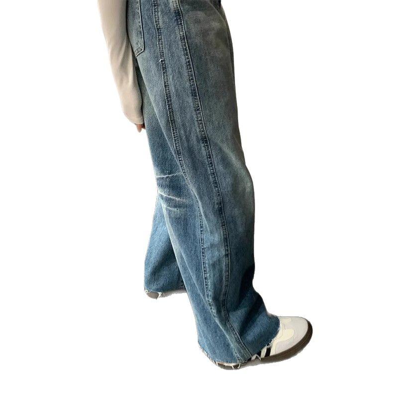 Printed Denim Jeans, Loose Fit, Versatile Wide-leg Pants