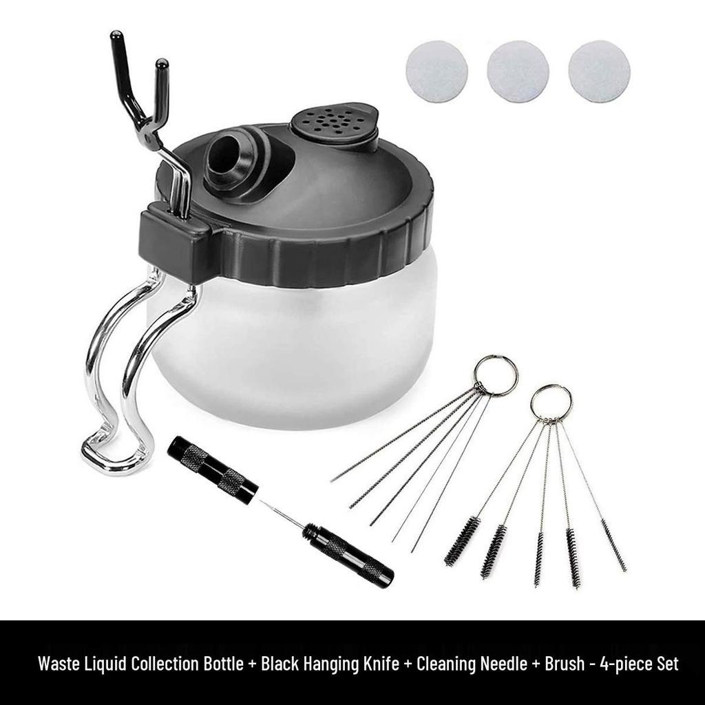Airbrush Spray Gun Cleaning Kit: Includes Small Brush, Rinse Gun, Nozzle, and Four Ventilation Accessories for Auto Repair.
