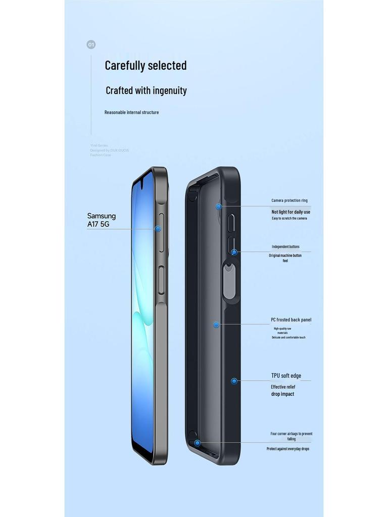 Skin-Feel Matte Phone Case for Samsung A17, A07, A27, A56 - Full Coverage & Transparent Back Cover
