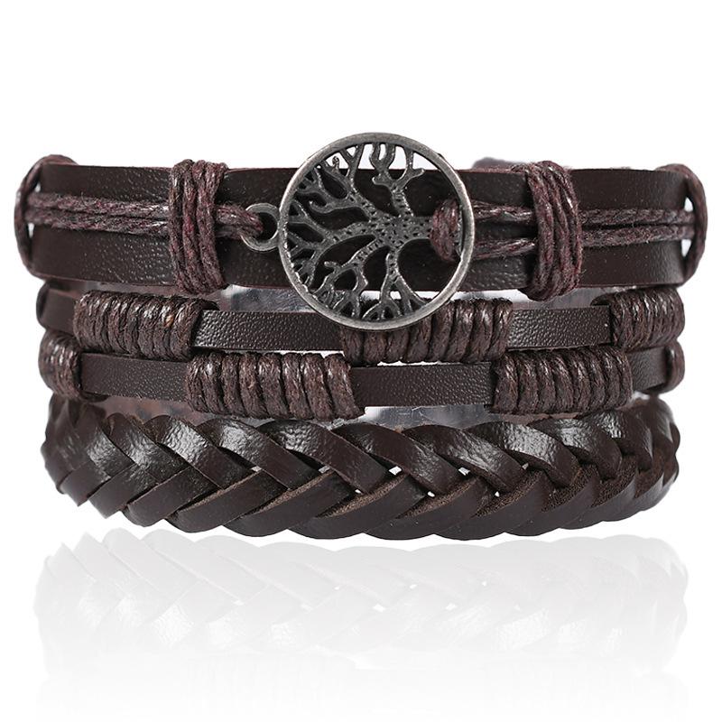 Unisex Handmade Woven Leather Bracelet - European and American Style Jewelry