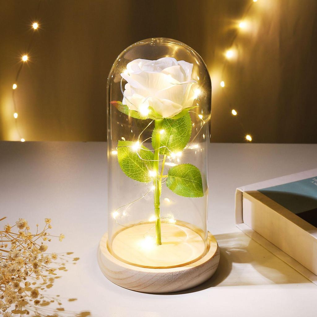 Eternal Rose Night Light: Glass Dome Gift for Christmas, Valentine's Day, or Qixi Festival