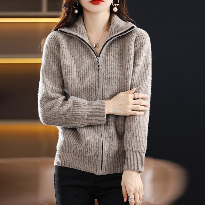 Cardigan damă din cașmir Qinghe cașmir 30% cașmir 70% lână toamnă și iarnă cardigan îngroșat din cașmir moale și cald