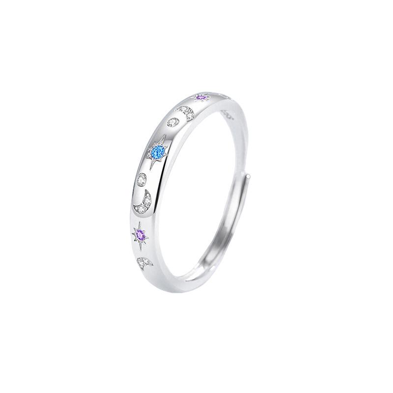 Tichia Star & Moon S925 Sterling Silver Adjustable Unisex Couple Rings - Original Niche Design