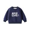 Children's Cartoon Print Velvet Lined Hoodie - Round Neck, Long Sleeve, Thickened Warm Base Layer
