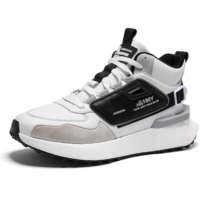 High-top thick-soled heightening shoes large-size leather casual sports shoes winter velvet cotton shoes