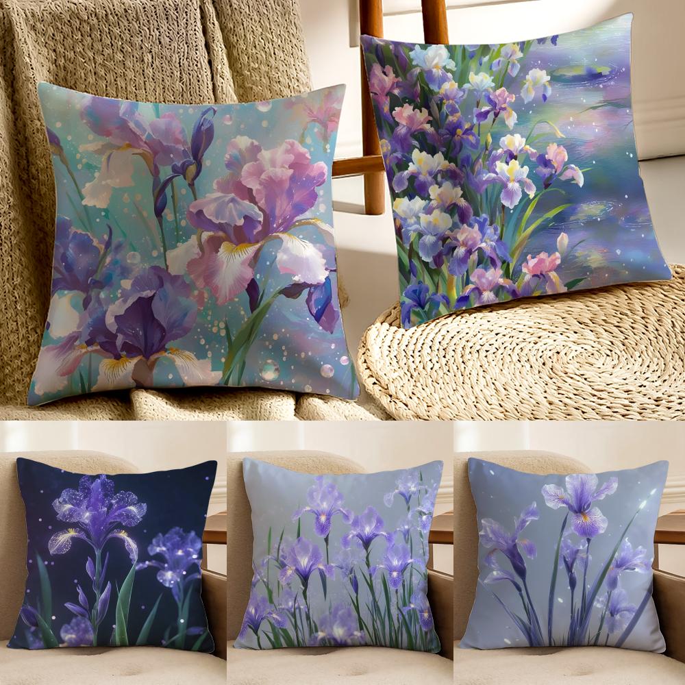 Elegant Franskt Konst Mode Iris Kuddfodral Örngott Dammskydd Vardagsrum Soffa Dekor Kudde Rum