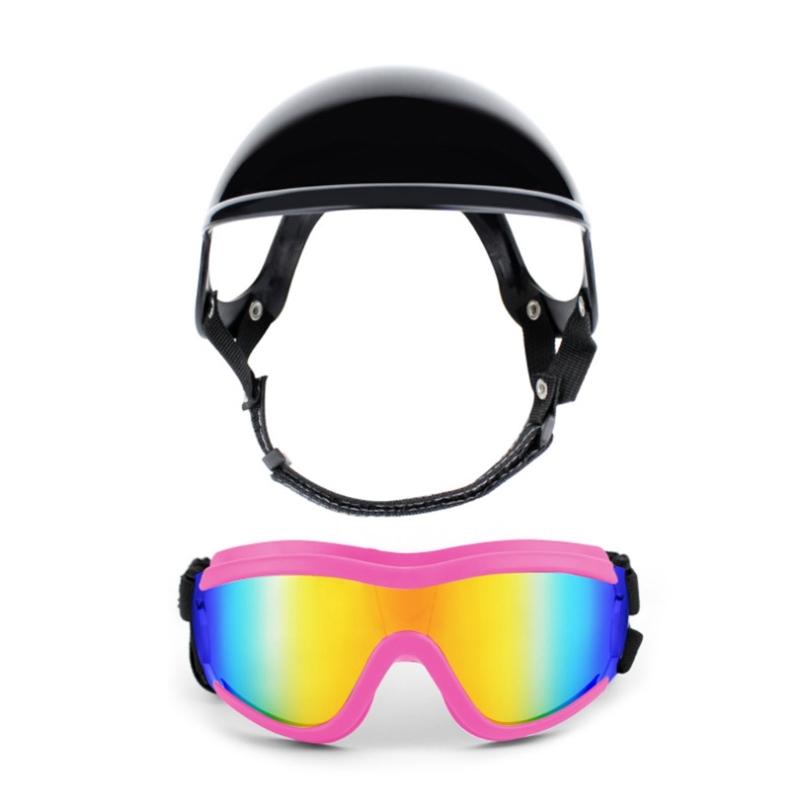 

Pet Safety Helmet and Goggles Set with Breathable Lining Impacts Resistant Frame Travel Gear for Large Breeds Riding M розы красного