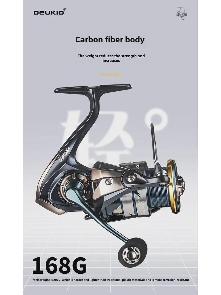 Dequ Ultraleichte Kohlefaser Spaltfreie Hochgeschwindigkeits-Anti-Seewasser-Angelrolle