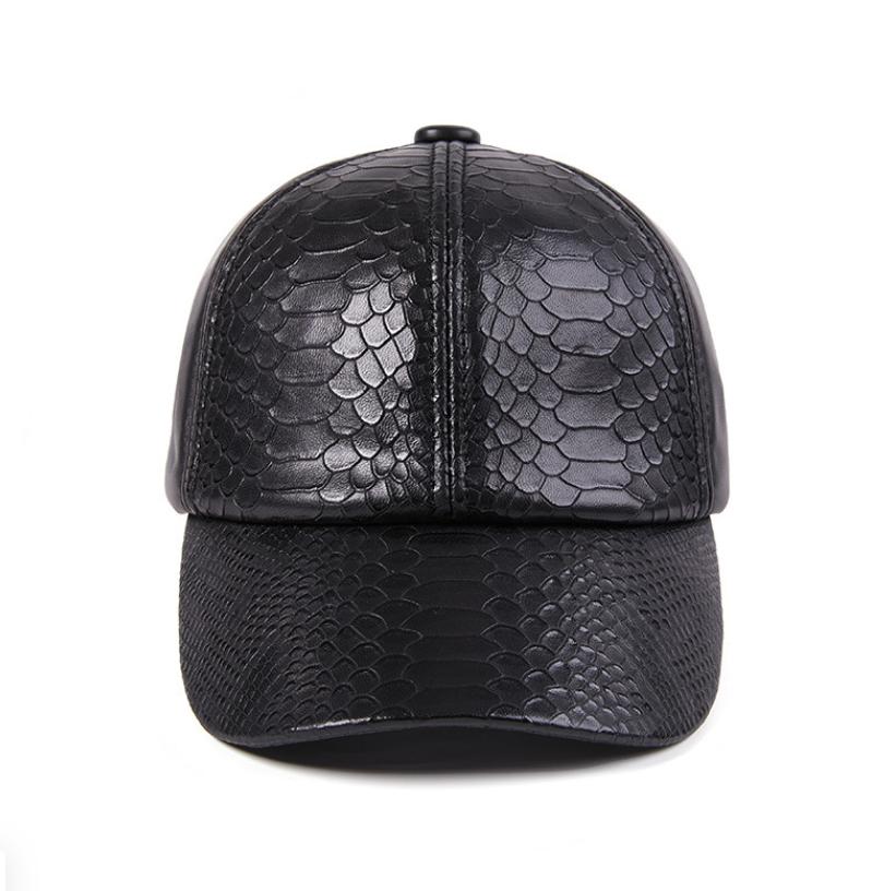 Podzimní a zimní ležérní kožená čepice Pánská baseballová čepice z ovčí kůže Venkovní teplá čepice s krokodýlovým vzorem