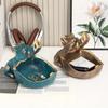 Large Wild Boar Statue Remote Control Storage Tray, Entryway Organizer with Shelf, Scandinavian Hippo Desk Decorative Box for Keys and Trinkets
