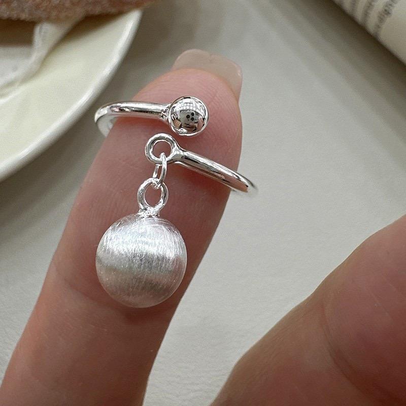 

925 Sterling Silver Rings for Women Couple Minimalist Handmade Simple Tassel Ball Ring Party Jewelry Gift Prevent Allergy resizable