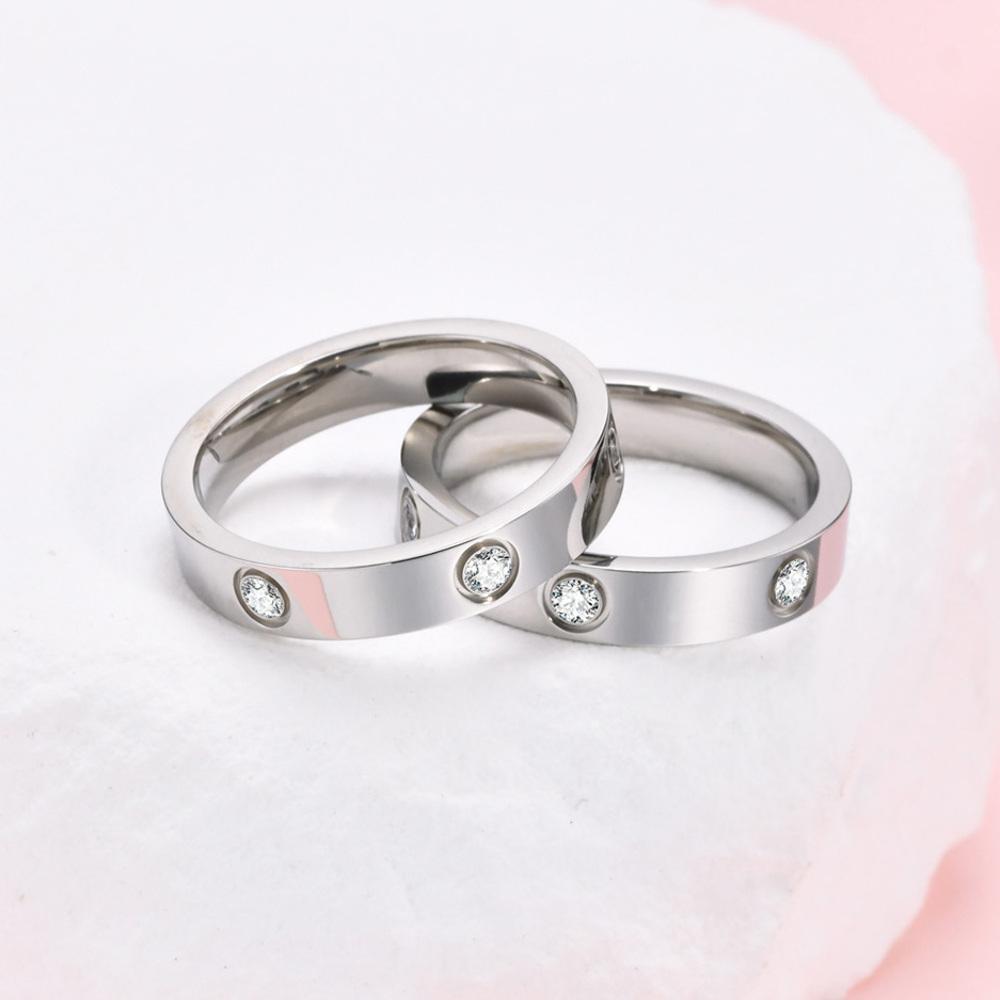 New Couple Ring for Men Women,18K Gold Plated Stainless Steel Crystal Zircon Wedding Ring,Anniversary Engagement Ring Gift