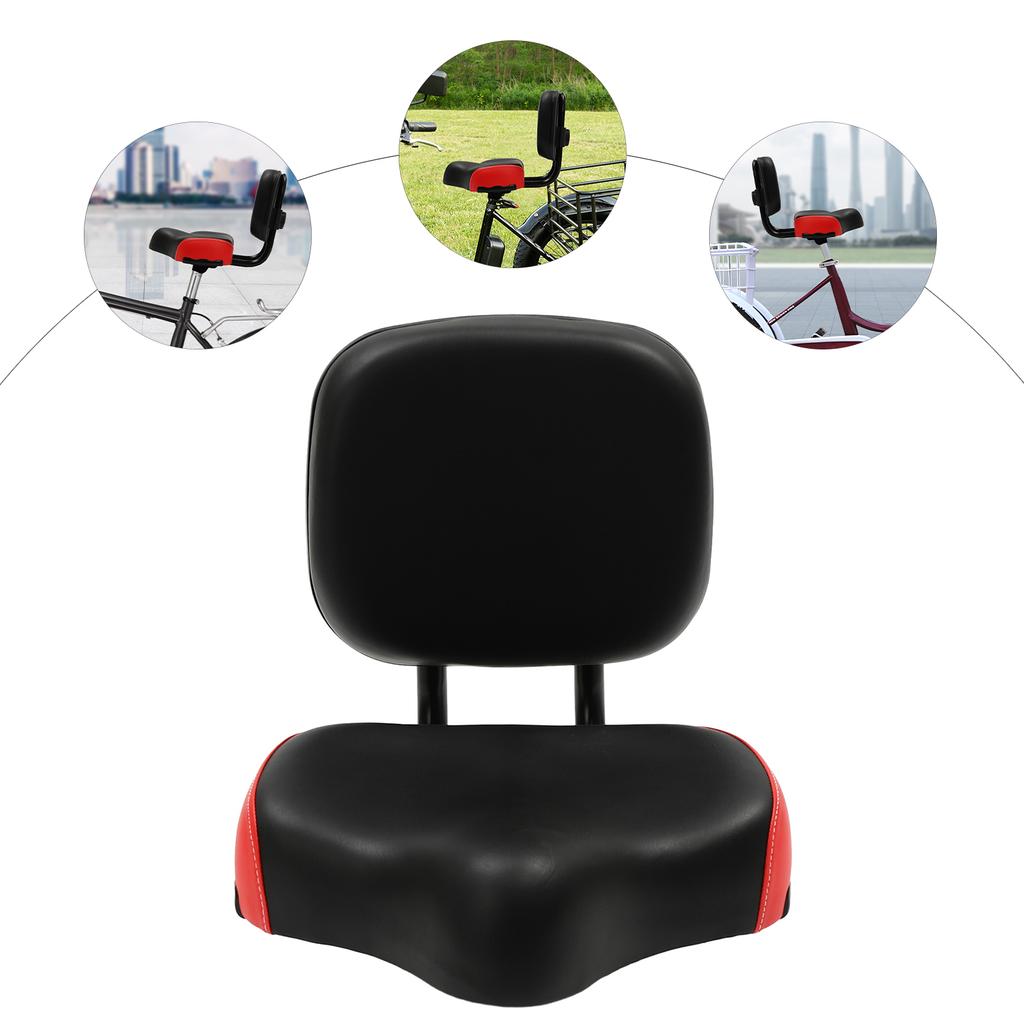 Cyklistické sedlo s opěrkou Oversized Komfortní náhradní sedlo na kolo Měkká pěna s pamětí Potažené PU kůží Cyklistický polštářek pro eBike