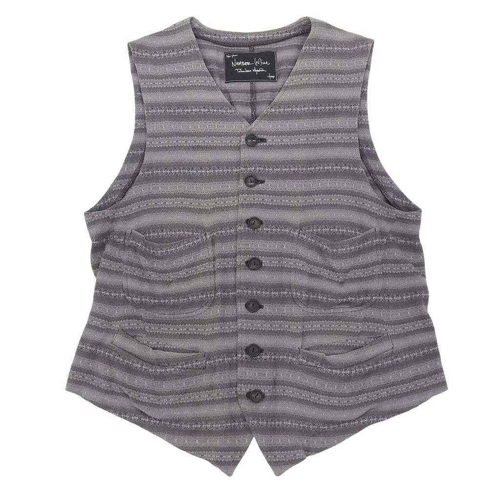 NUMBER (N)INE Men's Cashmere Blend Birds Vest, Gray, Size 3, S08-NJ018B, 08ss Best 3 GrayUsed