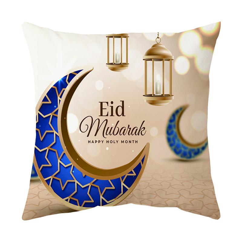 2025 Ramadan Decoration Eid Mubarak Pillowcase Decor for Home Sofa Cushion Cover Islamic Muslim Mosque Pillow Cover Gifts