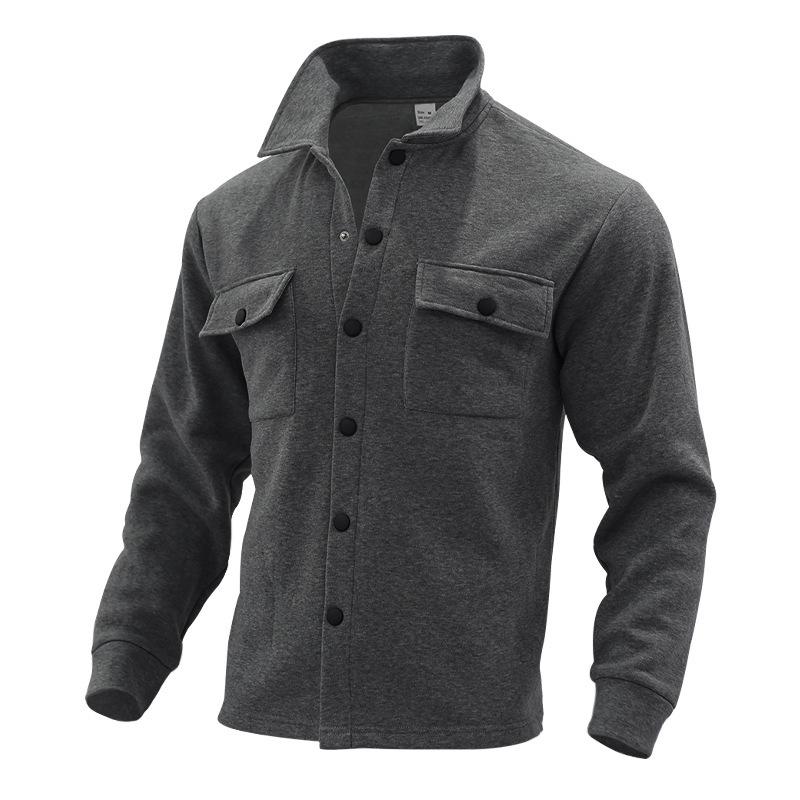 2026 Spring/Fall Men's Plus Velvet Lapel Slim Fit Solid Jacket - European Size