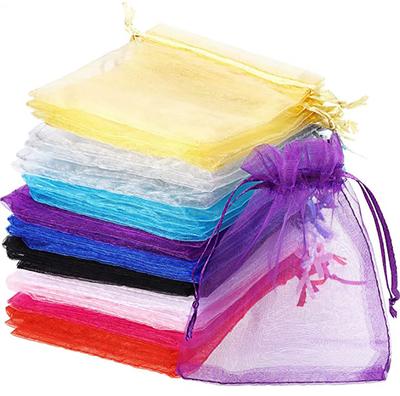 100Pcs Drawstring Organza Bags Jewelry Packaging Bags Candy Wedding Birthday Bags Gifts Pouches Sweets Pouches