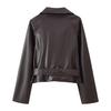 2025 autumn and winter new European and American cross-border women's clothing double-breasted short lace-up leather jacket jacket w017 324