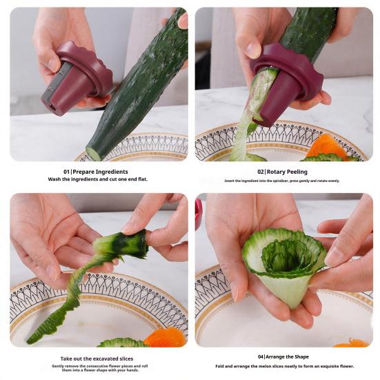 Vegetable Roll Slicer Spiral Curler, Stainless Steel Blade Handheld Twister, Creative Home Cooking Accessory Rotatable Fruit Cutter for