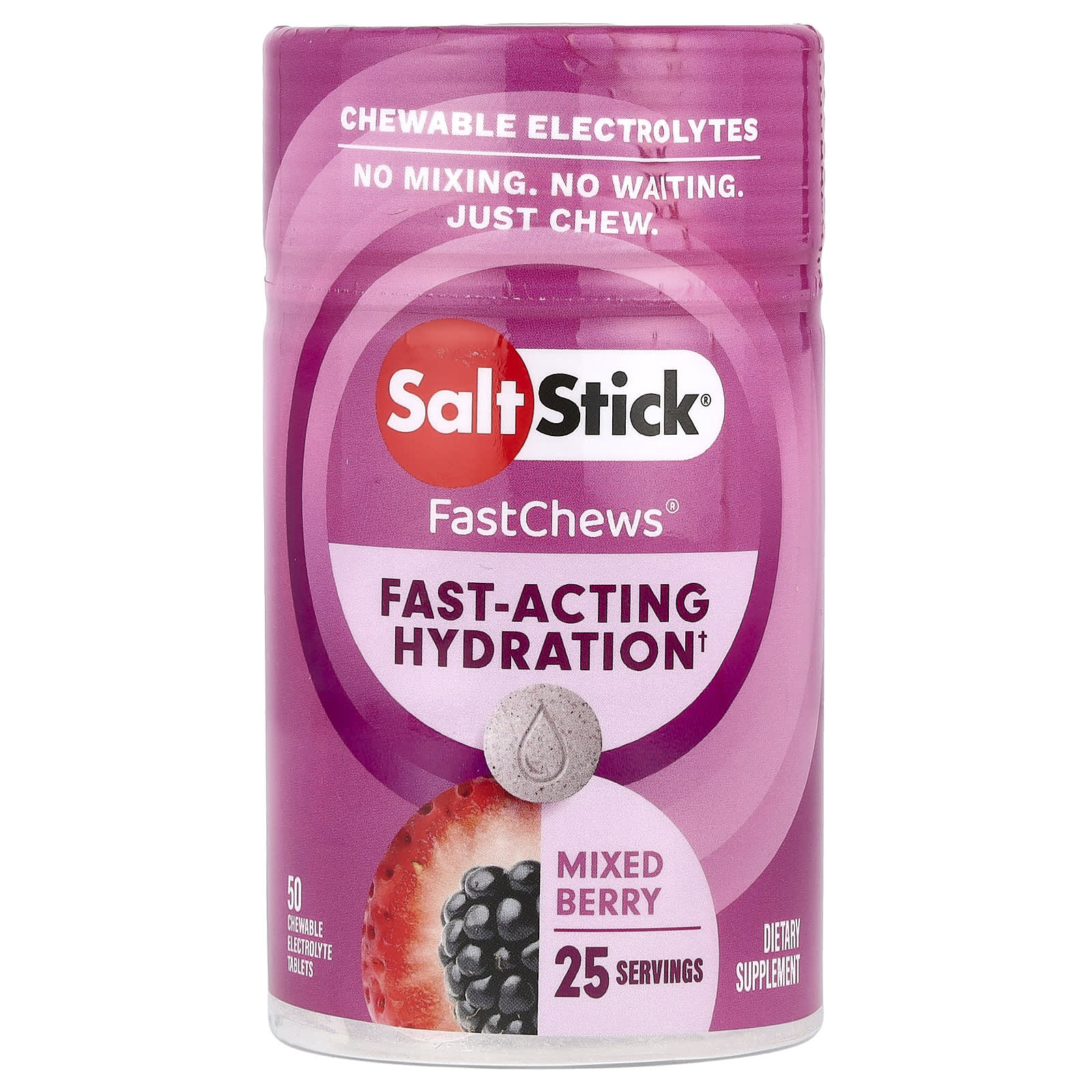 

Fastchew®, Chewable Electrolyte, Mixed Berry, 50 Chewable Tablets