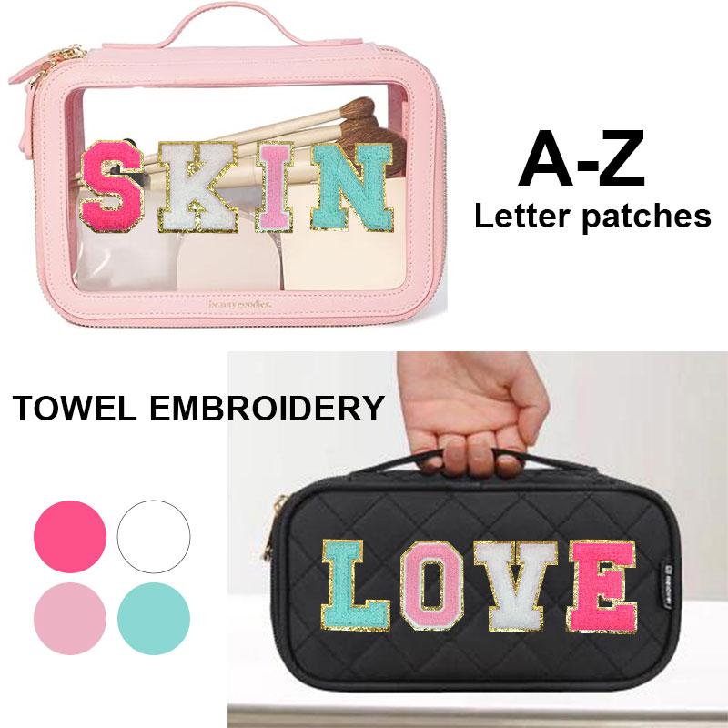 4Pcs Chenille Letters Patches Embroidery Iron On Letters Patch Appliques For Clothing Sticker Diy Accessories Large Size: 8.2Cm