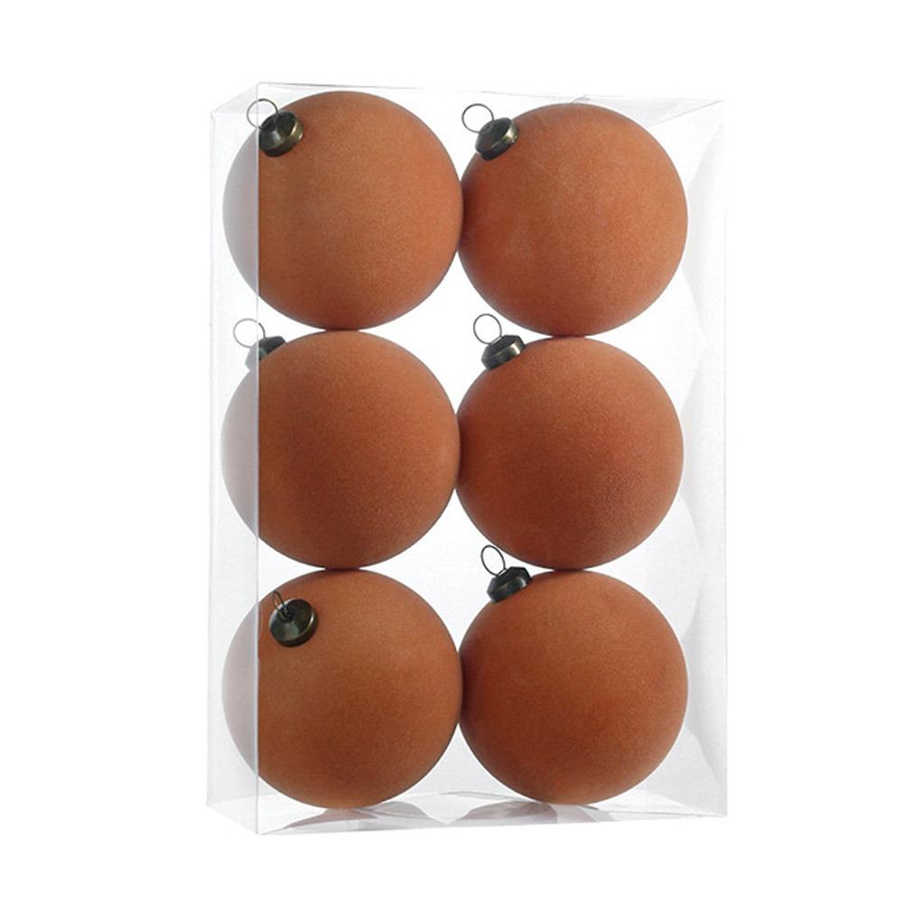6pcs Set 8CM Size Christmas Ball Decoration Plastic Velvet Balls Party Wedding Gifts Christmas Tree Pendant Flock Colored