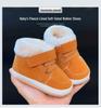 Baby High-Top Yellow Walking Shoes - Thick Plush Cotton, Non-Slip Soft Sole, Warm Boots for Boys (0-1 Year)