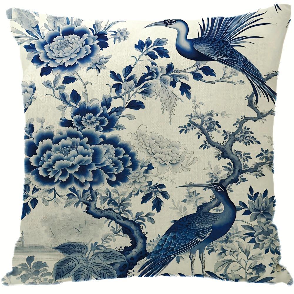 

Декоративная наволочка с изображением синего и белого фарфорового журавля, ультрамягкий полиэстер, для дивана в гостиной, подушка для спины, наволочка для автомобиля 16x16in 40x40cm