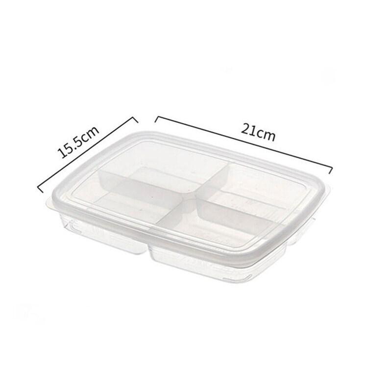 4 Grids Food Storage Box Portable Compartment Refrigerator Freezer Organizers Sub-Packed Meat Onion Ginger Clear Kitchen Tool