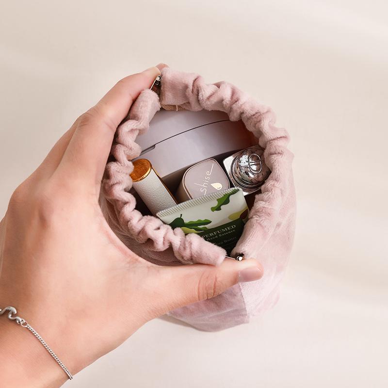 Velvet Embroidered Coin & Cable Holder - Snap Closure for Earphones, Mini Lipstick, and Accessories