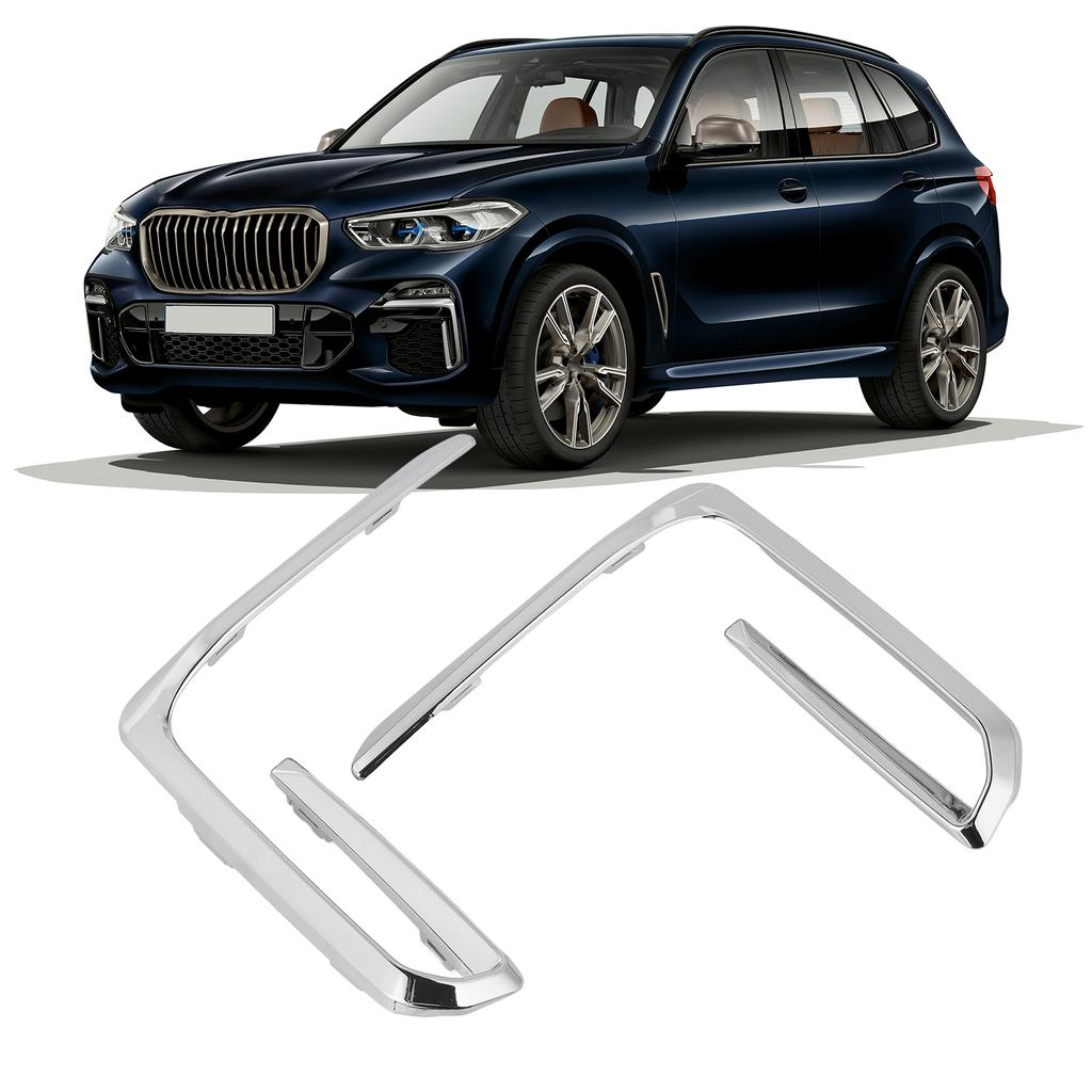1 Pair Front Bumper Fog Light Grille Trim Cover Molding for X5 G05 M50 Pre‑LCI 2019 To 2023