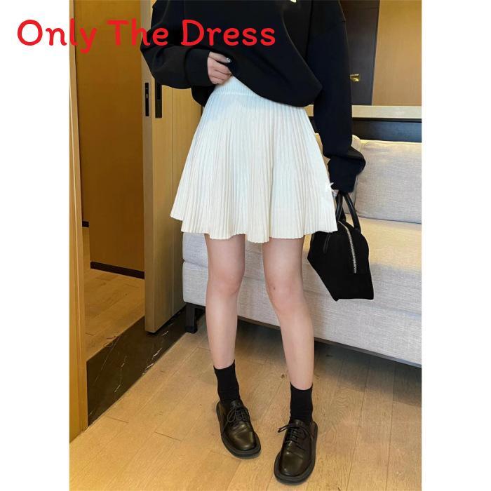 Elegant Knit Pleated Skirt For Women With Elastic Waist For Office Wear