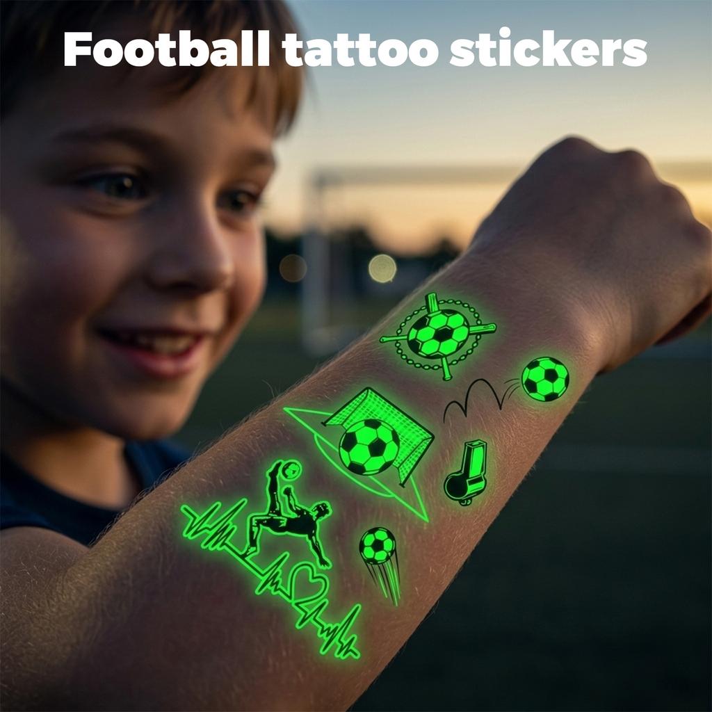 Children's Glow-in-the-Dark Soccer  Stickers, Eco-friendly And Safe, European  Football Event Party Face Stickers