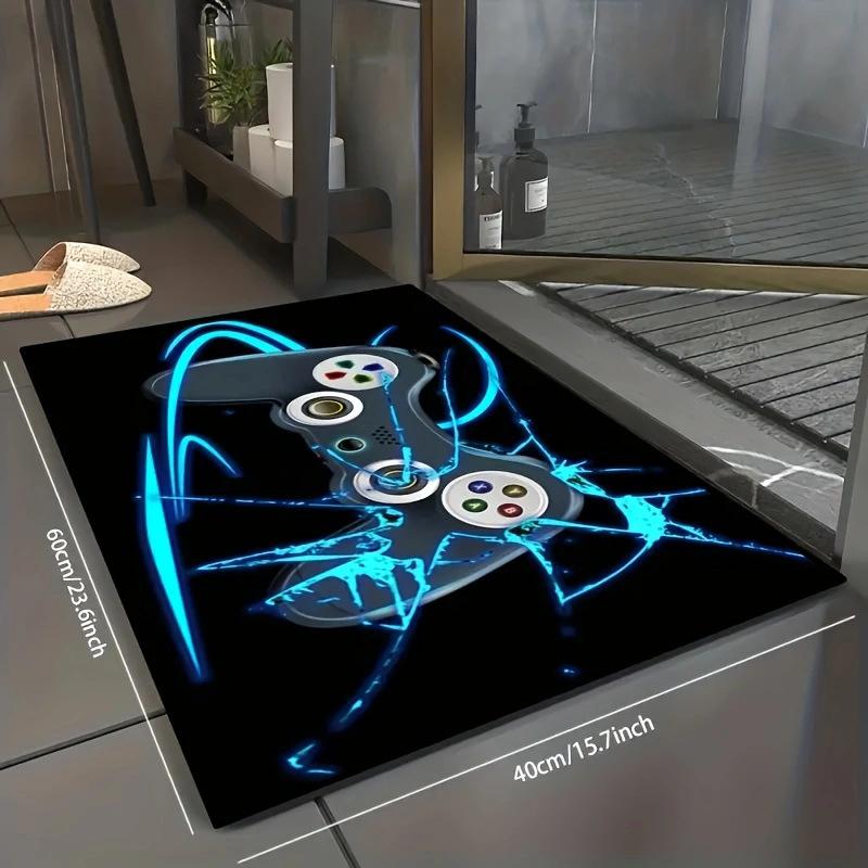 Neon Game Carpet Cyberpunk Gaming Room Soundproof Home Decoration Floor Mat Video Game Controller Foot Mat