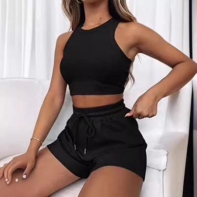 2024 Women's European & American Summer Loose Solid Sleeveless Short Set