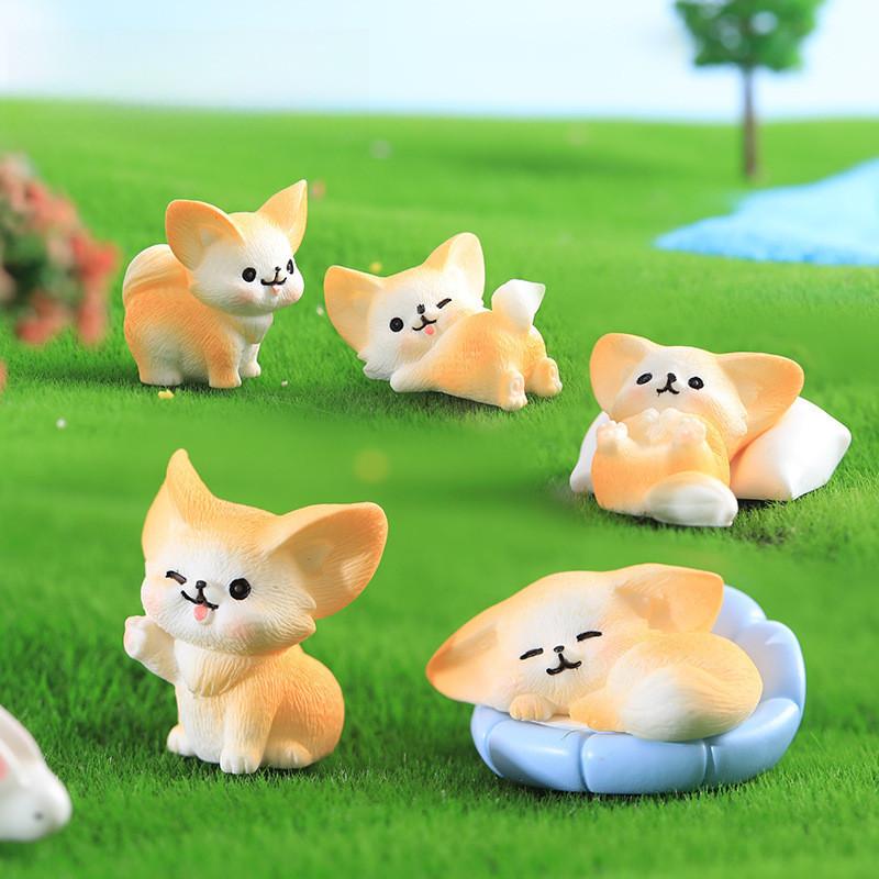 Entzückendes Harz Fennek Fuchs Figuren Set von 13 Miniatur Cartoon Tier Dekorationen
