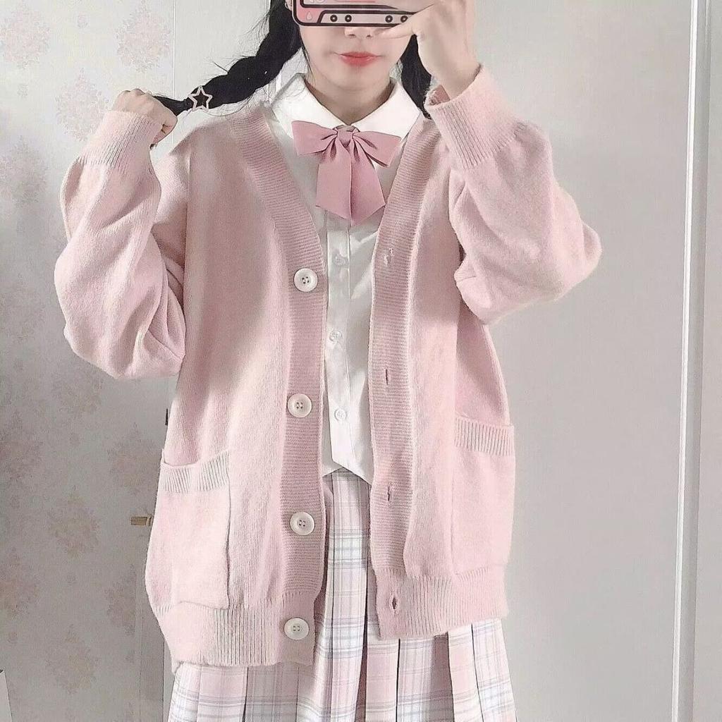 Korean Fashion Autumn Outwear Cardigan Women Solid Simple Single Breasted Pockets School Girls All-match Loose Leisure Tops