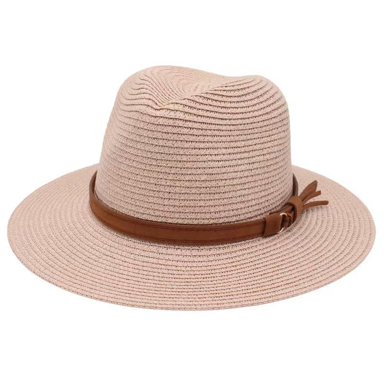 Cappello Panama Primavera Estate con Cinturino Giallo Accessori Cappello di Paglia Spiaggia Traspirante Casual Cappello Jazz Stile Europeo Americano
