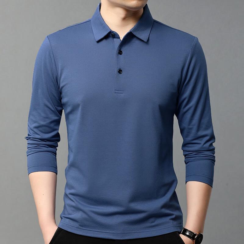 Hengyuanxiang Men's Business Casual Long Sleeve Polo Shirt