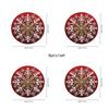 Red Snowflakes Winter Christmas Round Placemats Set of 4 Water-absorbent Anti-slip Easy-to-clean Placemat for Party Home Kitchen
